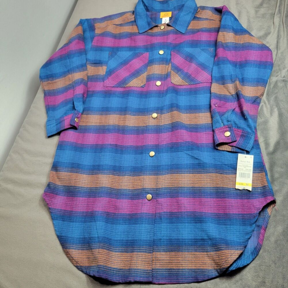 Ruby Rd. Womens Fall Wonders Plaid Button-Up Shirt Dress Womens Size Medium